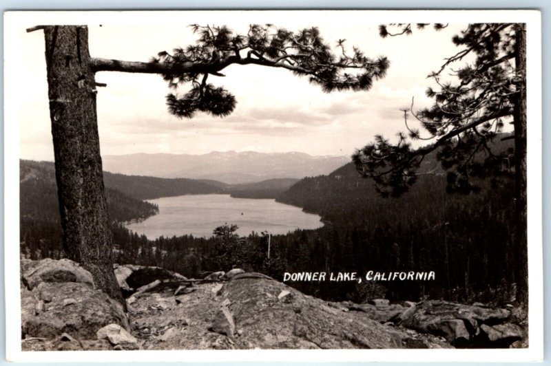 c1930s Donner Lake, CA RPPC Birds Eye Real Photo PC Sierra Nevada Cali Vtg A132