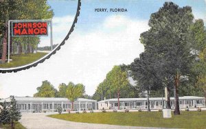 Johnson Manor Motel Perry Florida linen postcard