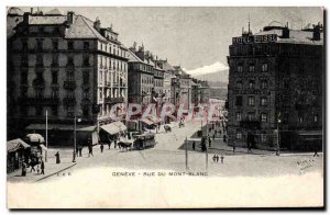 Old Postcard Switzerland Geneva Rue du Mont Blanc