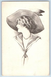 DPO (1885-1967) Sweet Idaho ID Postcard Pretty Girl Curly Hair Big Hat Antique