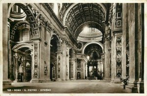 Roma S. Pietro interno cartolina vera fotografia 1933