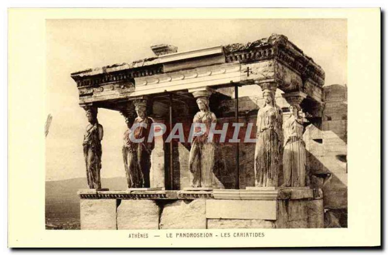 Old Postcard The Athens Pandroseion The Caryatids