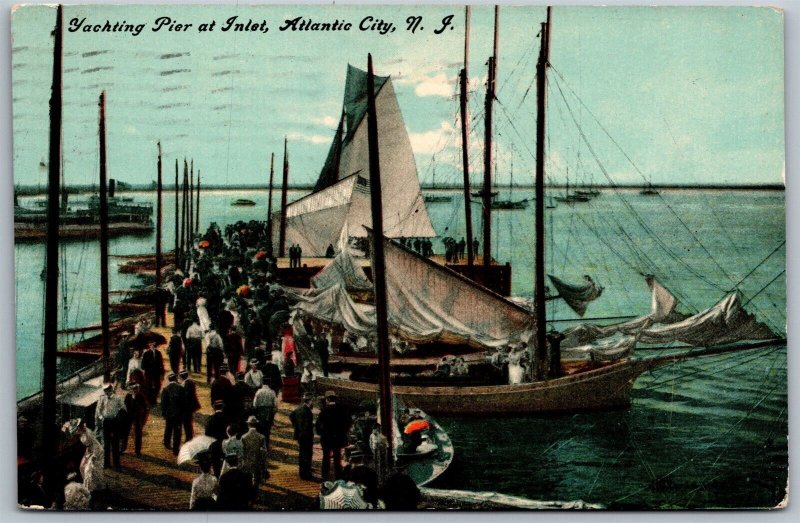 Vtg Atlantic City New Jersey NJ Yachting Pier at Inlet Yachts 1910 View Postcard