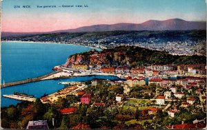 VINTAGE POSTCARD LONG DISTANCE VIEW OF NICE & THE COTE AZUR COAST FRANCE 1920s