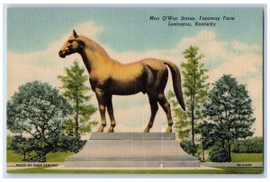 c1950's Horse Man O'War Statue Faraway Farm Lexington Kentucky KY Postcard