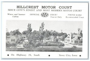 c1940 Hillcrest Motor Court Exterior Building Sioux City Iowa Vintage Postcard