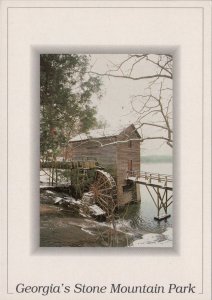 America Postcard - Georgia's Stone Mountain Park, The Grist Mill, Snow  RR19638