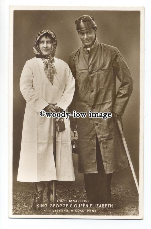 r1320 - King George VI & Queen Elizabeth (Bowes-Lyon) at a Coal Mine - postcard