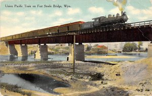 Union Pacific Train on Fort Steele Bridge Wyoming, USA Union Pacific Unused 