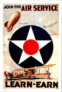 Reproduction JOIN THE AIR SERVICE Early Recruitment Poster 4X6 MILITARY Postcard