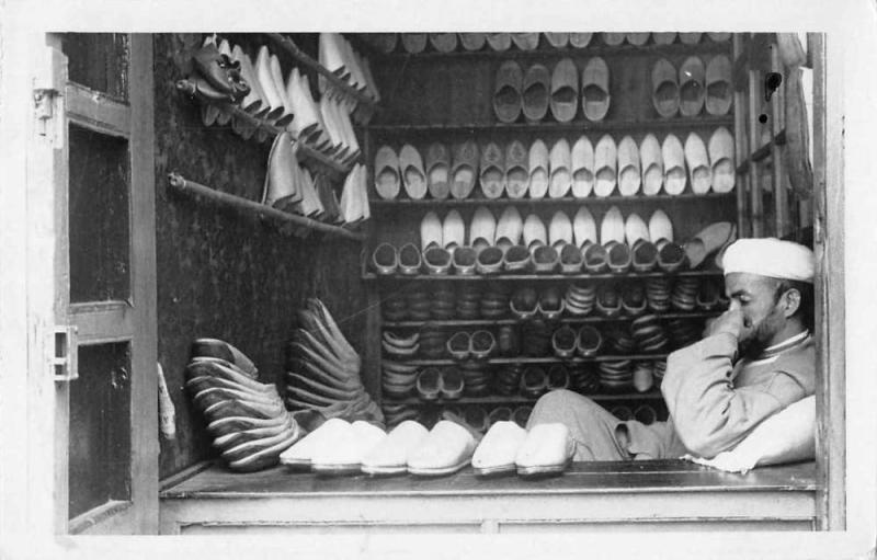 Tangier Morocco Shoe Salesman Real Photo Antique Postcard J48833