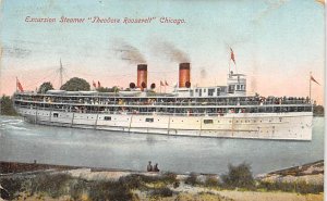 Theodore Roosvelt River Steamship Chicago And Michigan City Line Ship 