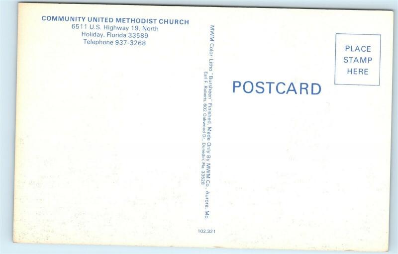 Holiday FL Community United Methodist Church 6511 US Highway 19 Postcard D78