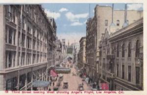 LOS ANGELES, CA 3rd Street Angels Flight Postcard