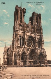 Vintage Postcard 1910's View of La Cathedral Church Reims Paris France FR