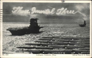 US Military WWII Aircraft Carriers Lexington Yorktown Wasp Postcard Used 1943