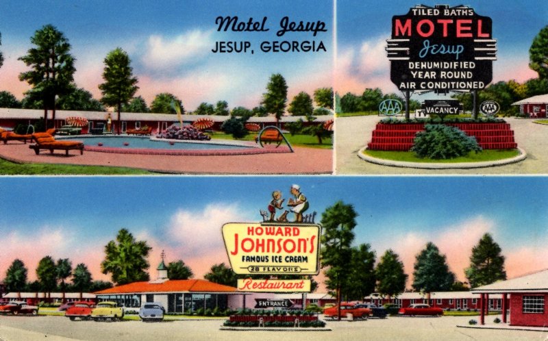 Jesup, Georgia - Stay at the Jesup Motel - dine at Howard Johnson's - 1950s