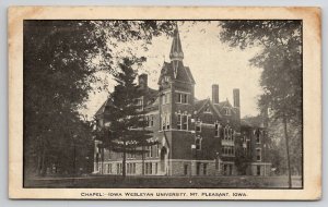 Mt Pleasant Iowa Chapel Wesleyan University Postcard O24