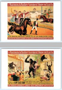 2 Repro Postcards BARNUM & BAILEY CIRCUS ~ Horses, Giant Orangutan 4x6 