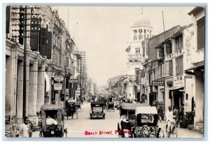 c1920s Beach Street View Business Penang Malaysia RPPC Photo Unposted Postcard 