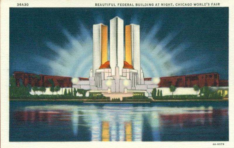 1933 CHICAGO WORLD's FAIR: Federal Building, Linen PC