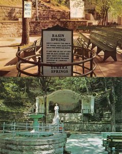 EUREKA SPRINGS, Arkansas~AR  BASIN SPRING & PARK~Bandstand  *2* Chrome Postcards