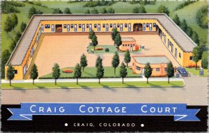 Linen Postcard Craig Cottage Court in Craig, Colorado