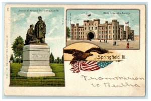 1905 Arsenal Armory Statue Menard Multiview Springfield Illinois IL Postcard