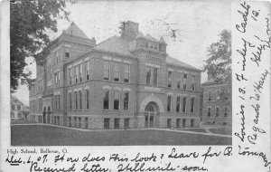 J28/ Bellevue Ohio Postcard c1910 High School Building 187