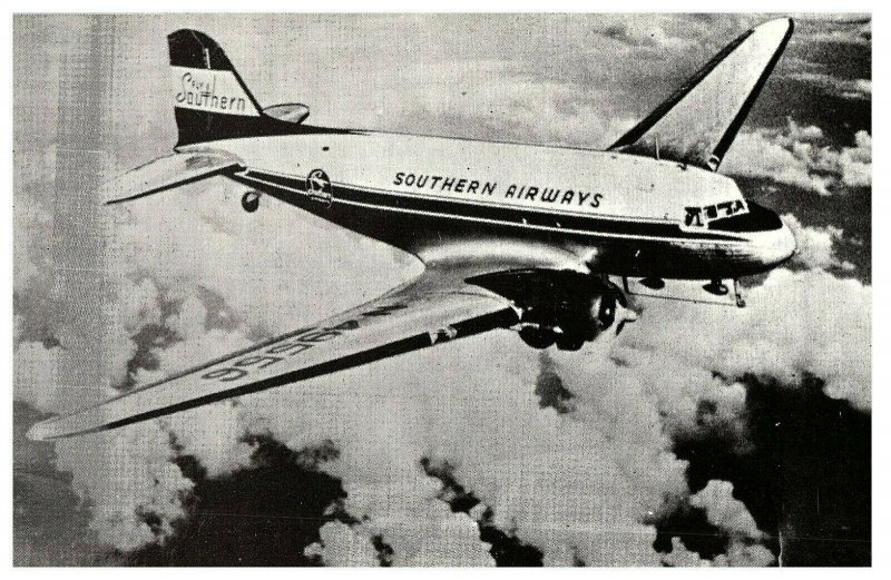 Southern Airways Douglas DC-3 International Airline Museum B & W Postcard