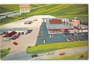 Geneseo Illinois IL Vintage Postcard Deck Plaza Texaco Gas Sign