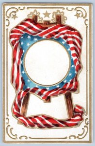 1907-10s PATRIOTIC AMERICAN FLAG EASEL BLANK CENTER EMBOSSED ANTIQUE POSTCARD