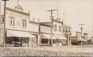 Armstrong BC Railway Avenue WJ Boyle Store Schofield Vernon RPPC Postcard G55