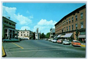 c1950's Main Street Classic Cars Building St. Johnsbury Vermont Vintage Postcard