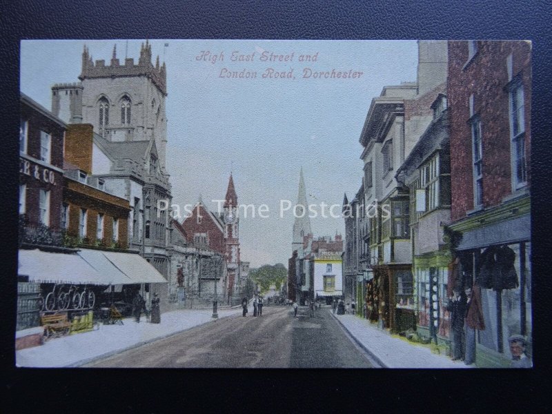 Dorset DORCHESTER High Street & London Rd Shows BICYCLE SHOP - Old Postcard