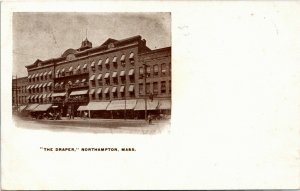 Postcard MA Northampton The Draper Hotel & Mandell's Shoe Store ~1910 H20