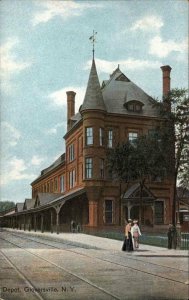 GLOVERSVILLE NY Railroad Train Station Depot c1910 Postcard