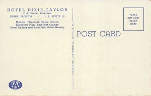 PERRY FLORIDA~HOTEL DIXIE TAYLOR~1920s POSTCARD