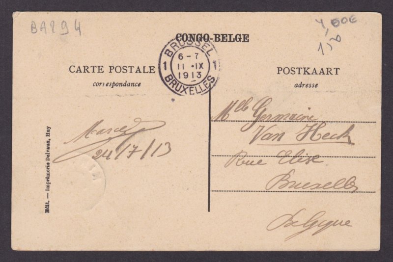 Postcard, BELGIAN CONGO, Natives, A village in the forest