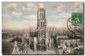 Old Postcard Belgium Ghent Panorama tower of St Bavo & # 39eglise