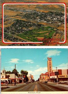 2~4X6 Postcards Winnemucca, NV Nevada AERIAL VIEW & STREET SCENE~Winners Casino