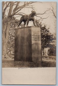 Bennington Vermont VT Postcard RPPC Photo Catamount Tavern Statue c1905 Antique
