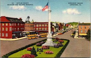 Vtg 1940s Mifflin County Soldiers & Sailors Memorial Lewistown PA Postcard