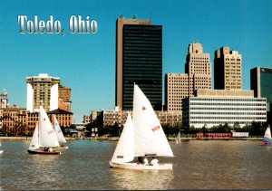 Ohio Toledo Skyline With Sail Boats On The Maumee River