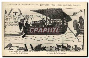 Postcard Old Bayeux Tapestry De La Reine Mathilde is pushed by winds