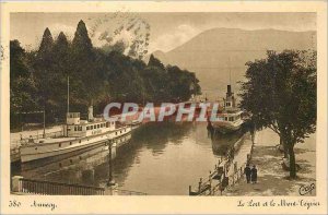 Old Postcard The Port Annecy and Mont Veyrier Charter
