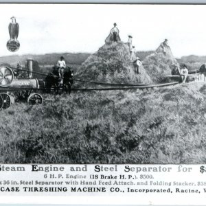 c1950s Racine J.I. Case Manipulated RPPC Advertising Steam Engine Threshing A199