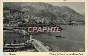 Old Postcard Monaco L Entree Harbor overlooking Monte Carlo