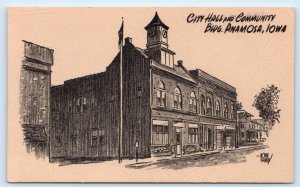 ANAMOSA, IA Iowa ~ CITY HALL & Community Building 1980 ~ N. Ramsey Art  Postcard