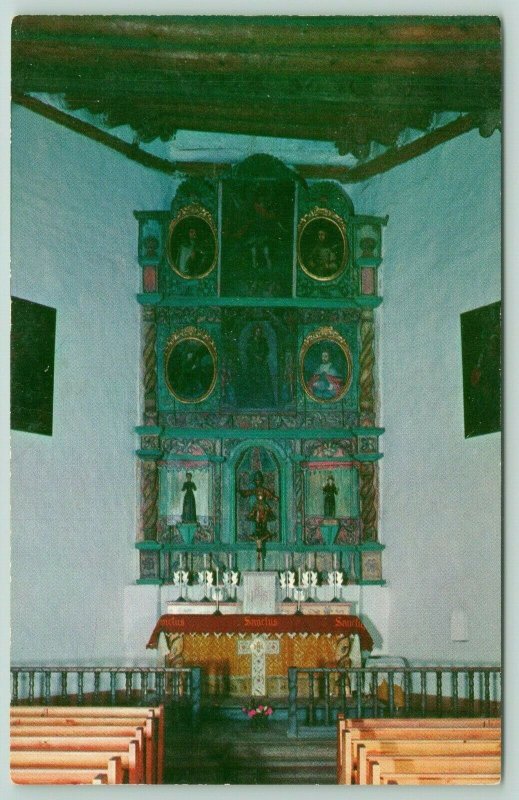 Santa Fe New Mexico~San Miguel Church~Interior~Old Colonial Carvings~1950s PC 